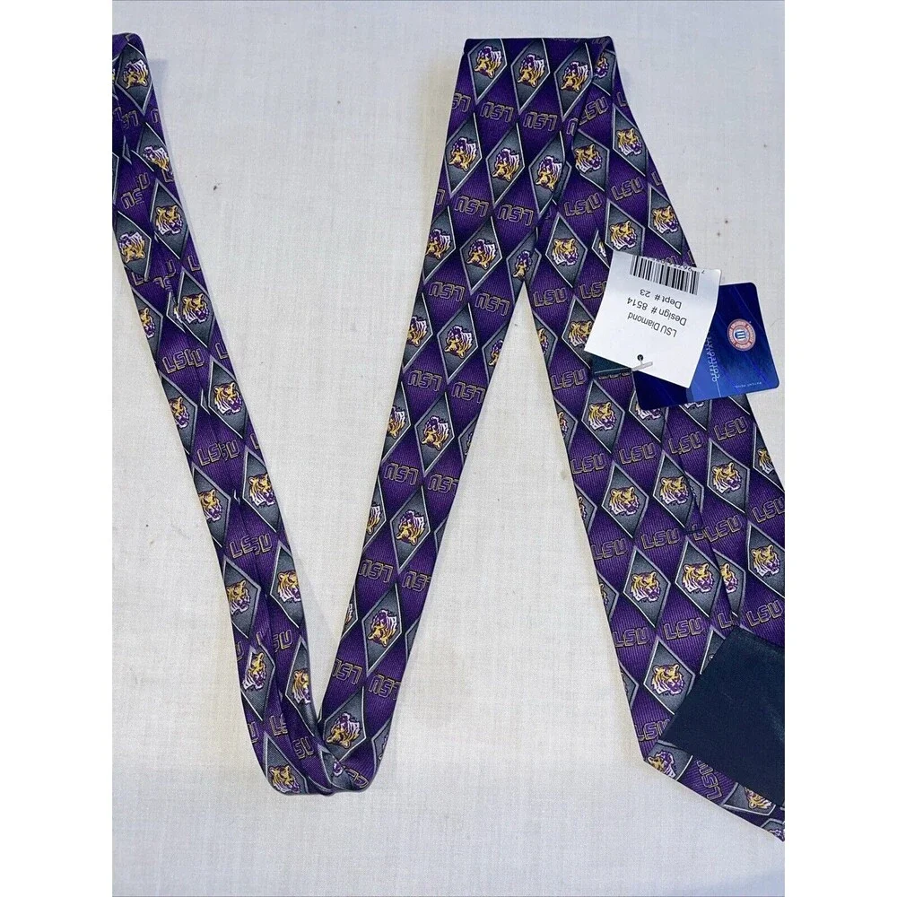 Eagle Neckwear L.S.U. Tigers Men’s Dress Tie Sz 55” Purple Diamond Business